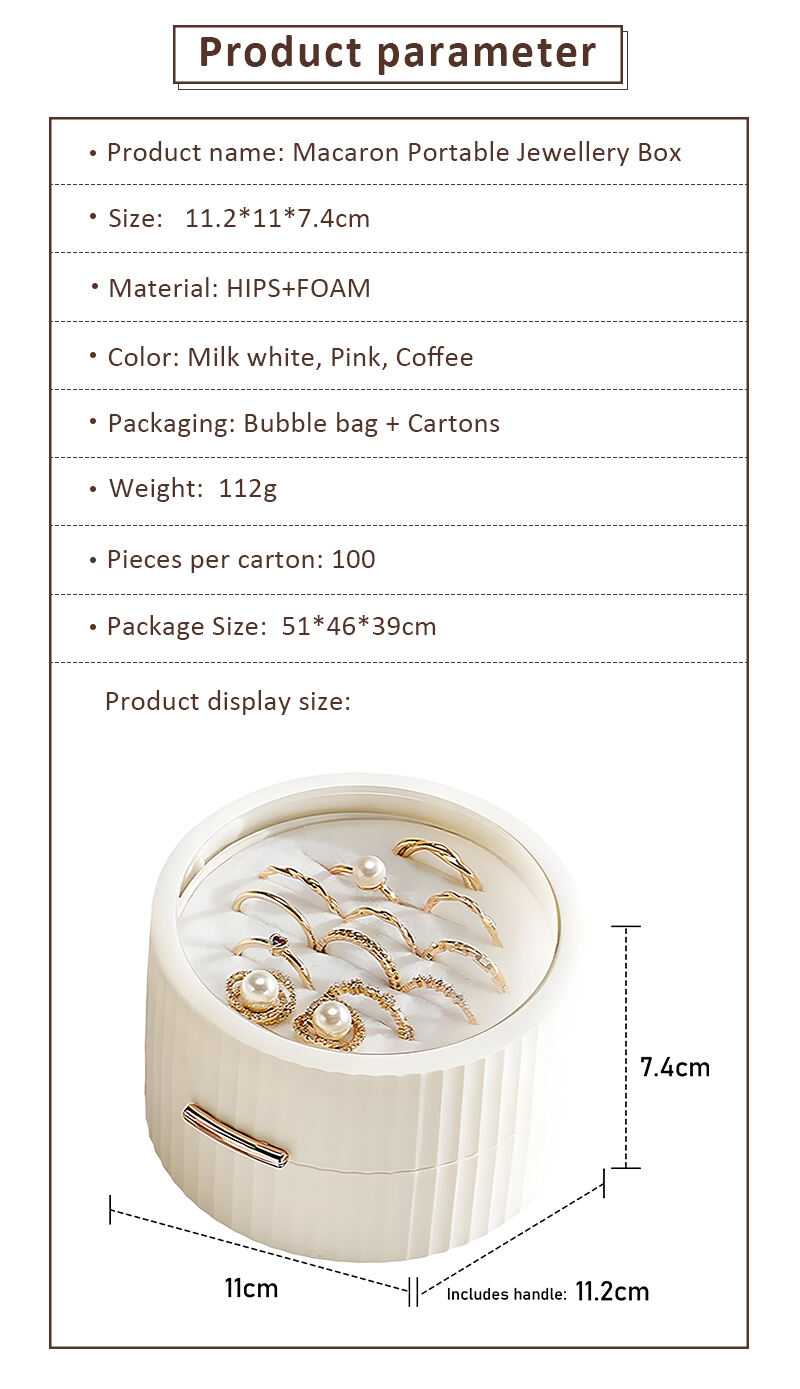 product hot new light luxury mini jewellery box plastic portable round jewellery storage box with magnetic clasp-4