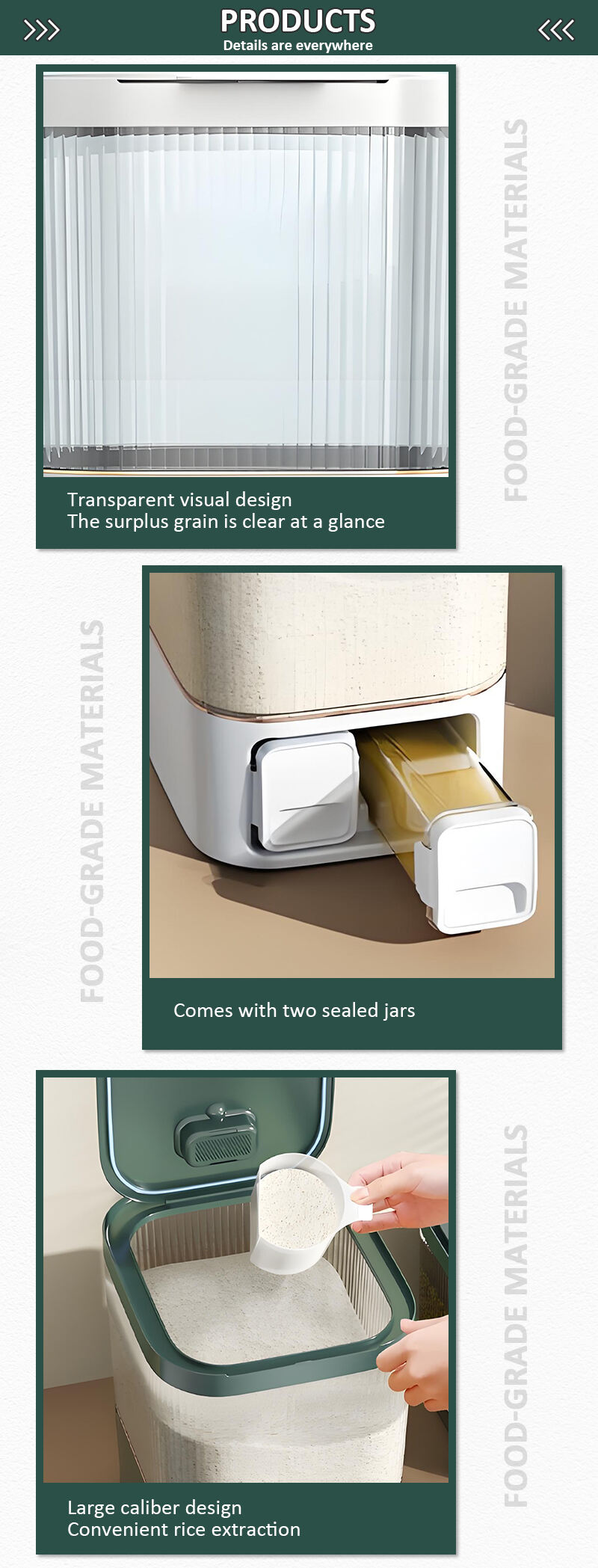 Big Capacity Moisture-Proof Insect-Proof Plastic Storage Jar Sealed Metered Grain Dispenser Kitchen Food Container PET Material supplier