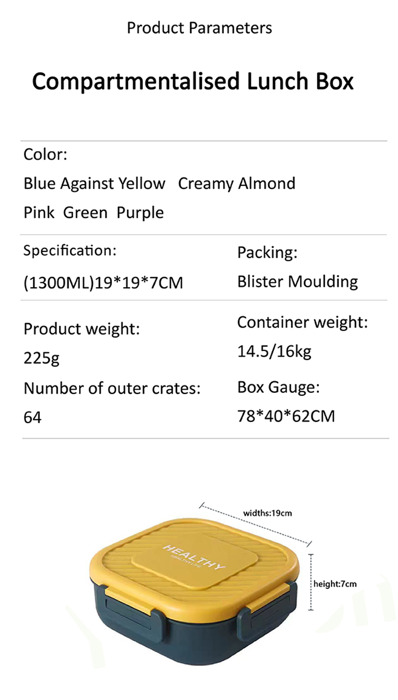 Hot Selling Wholesale Simple Rectangular Three Grid Food Grade Plastic Anti Drop Lunch and Dinner Boxes for Children and Adults details