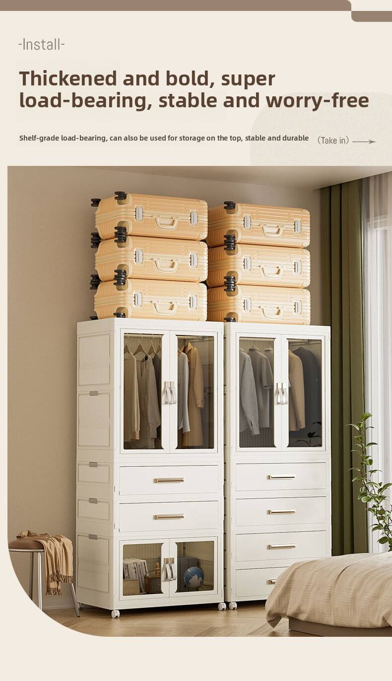 Modern Design PP Plastic Foldable Children's Wardrobe Bedroom Household Storage Cabinet Baby Clothes & Toy Storage Box details