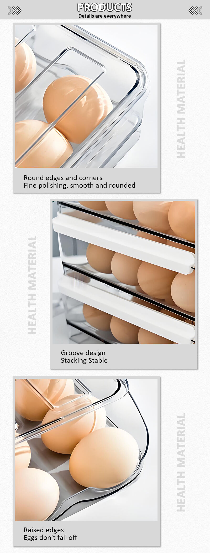 Transparent Automatic Slide Egg Storage Container PET Plastic Rolling Egg Preservation Box for Food Storage supplier