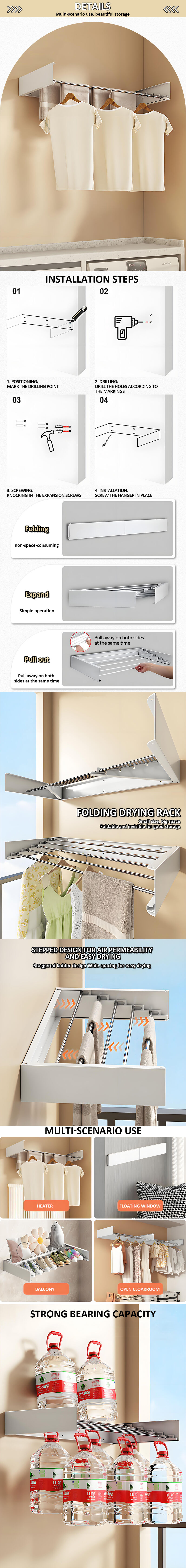 Adjustable Metal Bathroom Hanger Towels Drying Rack Collapsible Bathroom Towel Rack factory