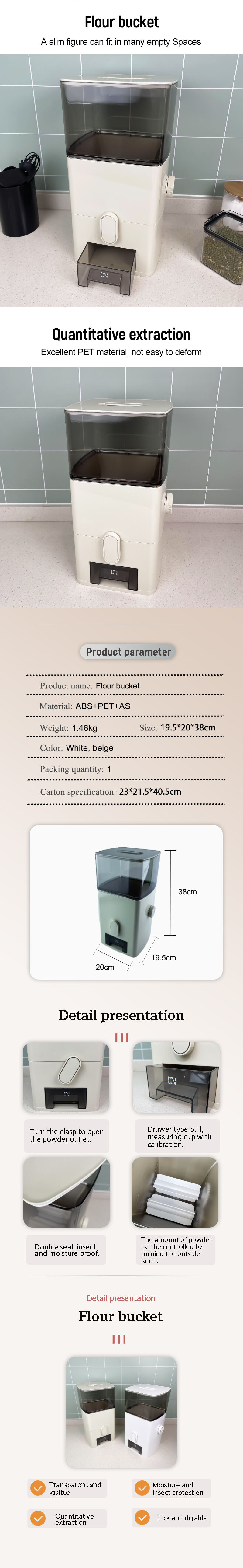 product 6l large capacity kitchen container bucket moisture proof insect proof rice box airtight rice bin flour storage container-0