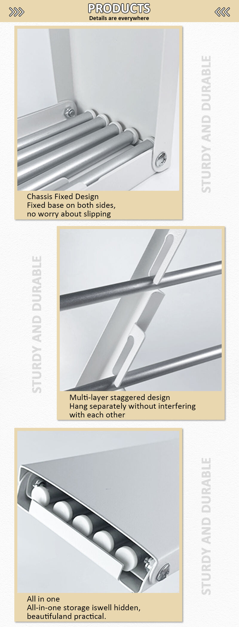 Adjustable Metal Bathroom Hanger Towels Drying Rack Collapsible Bathroom Towel Rack manufacture