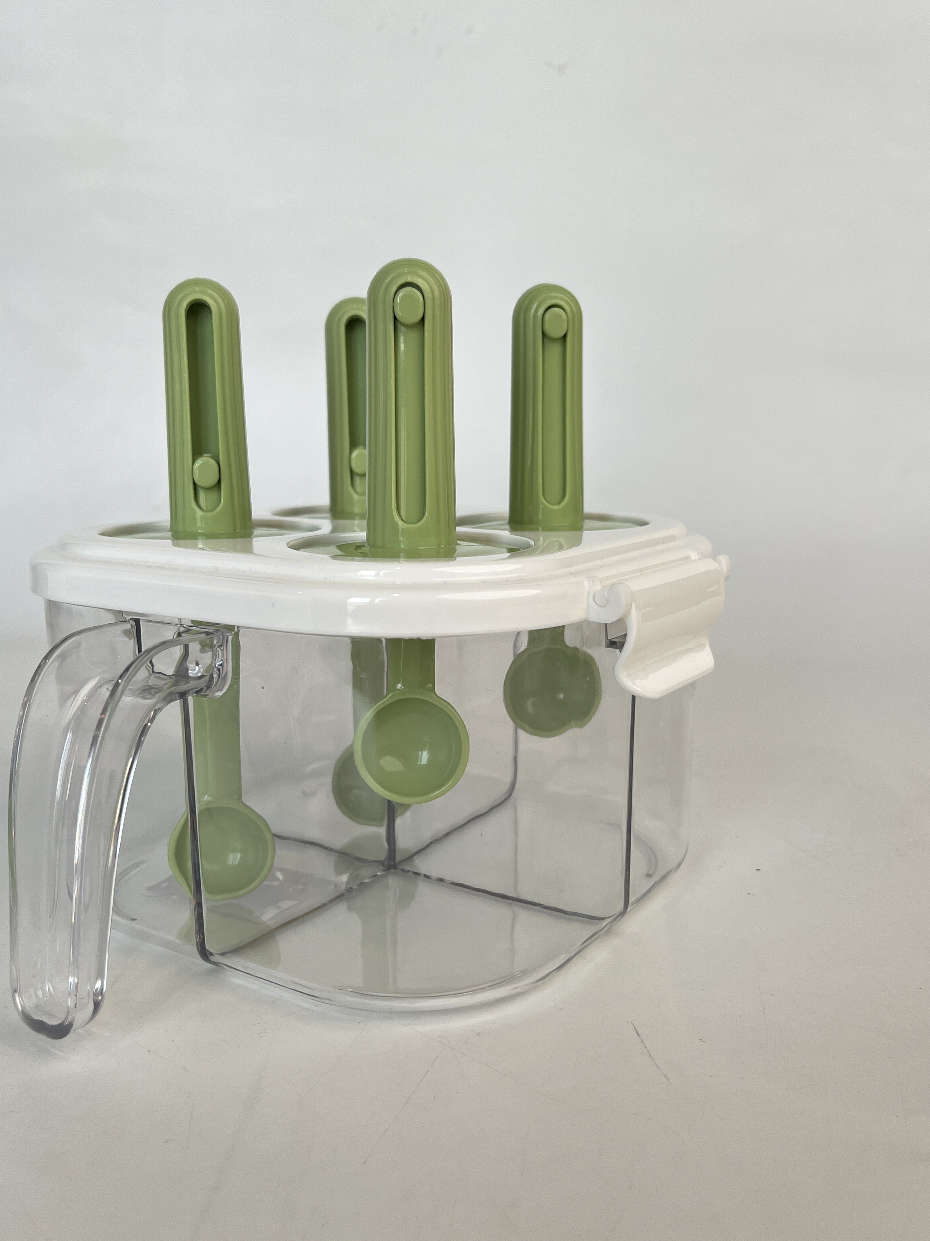 Wholesale Portable Durable Eco-friendly Kitchen Drawer Storage Box White Green Quarter Grid Seasoning Storage Box details