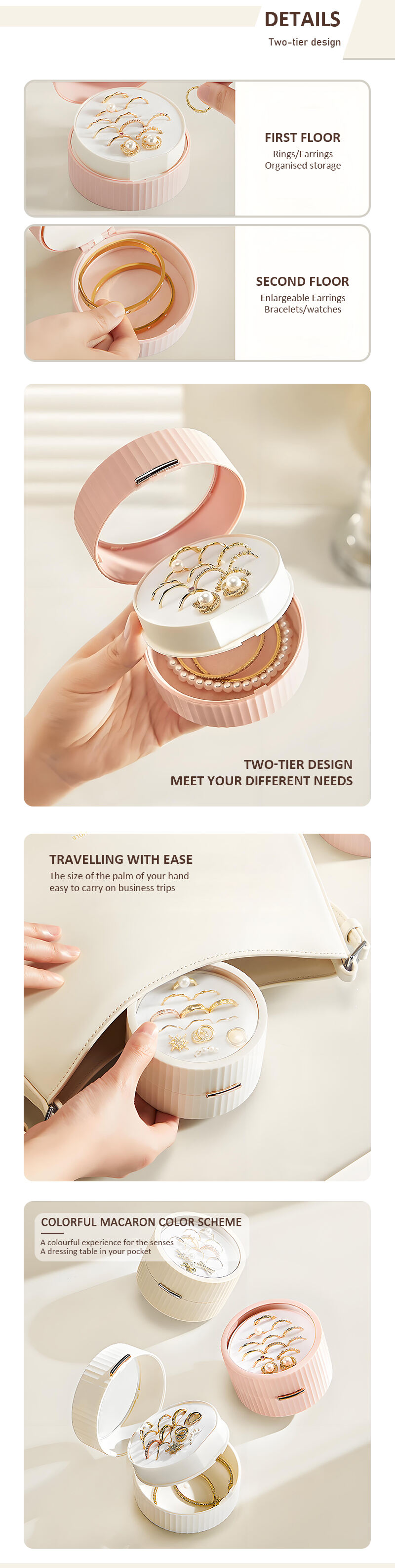 product hot new light luxury mini jewellery box plastic portable round jewellery storage box with magnetic clasp-6