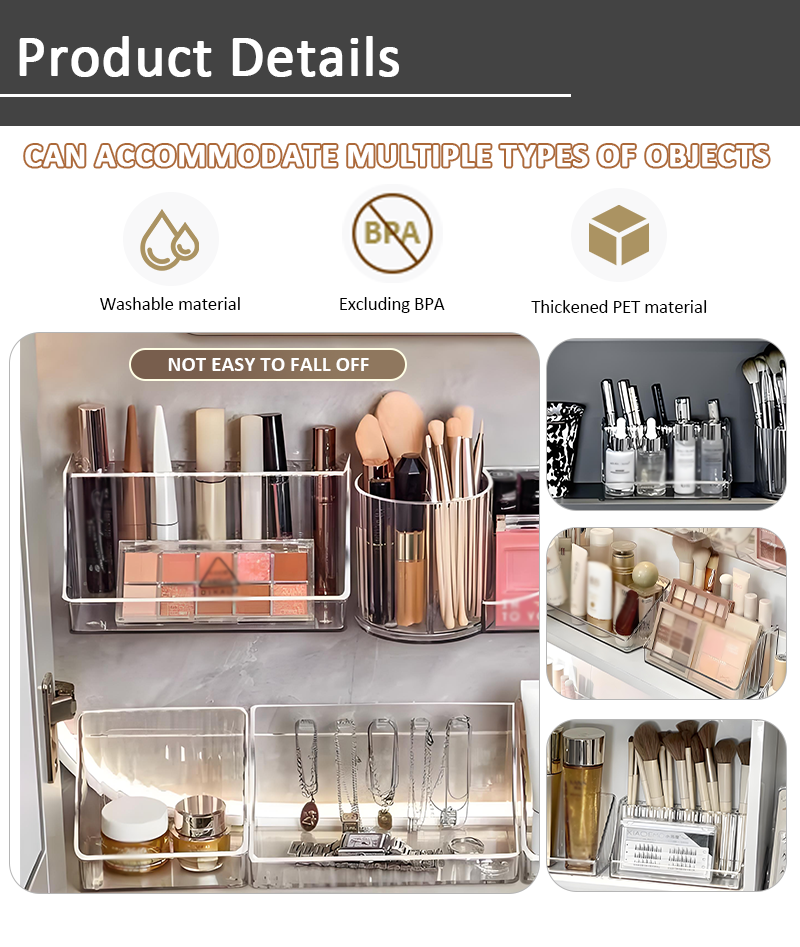 product hot sale transparent plastic cosmetic organiser wall mounted transparent tiered angled rack makeup brush organiser-9