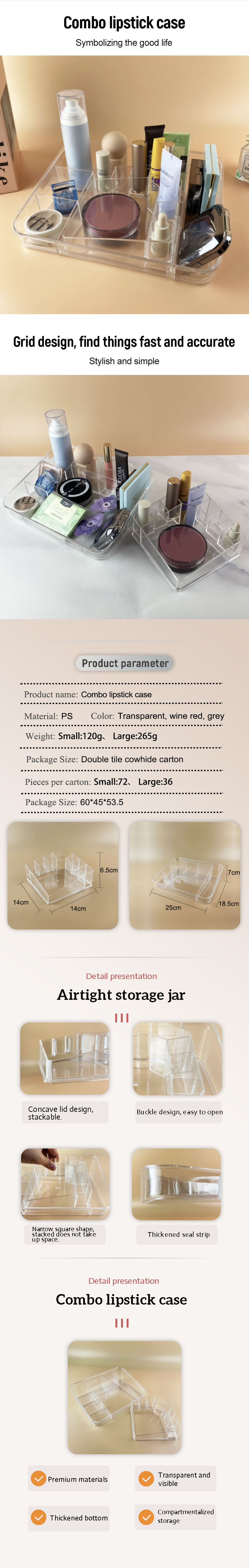 product free combination cosmetics organizer clear plastic cosmetic storage box lipstick holder cosmetic storage display-0