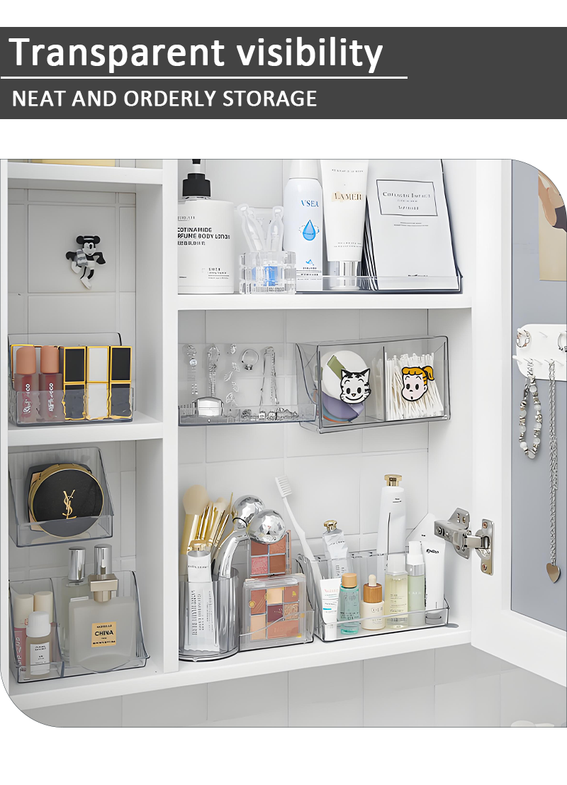 product hot sale transparent plastic cosmetic organiser wall mounted transparent tiered angled rack makeup brush organiser-6
