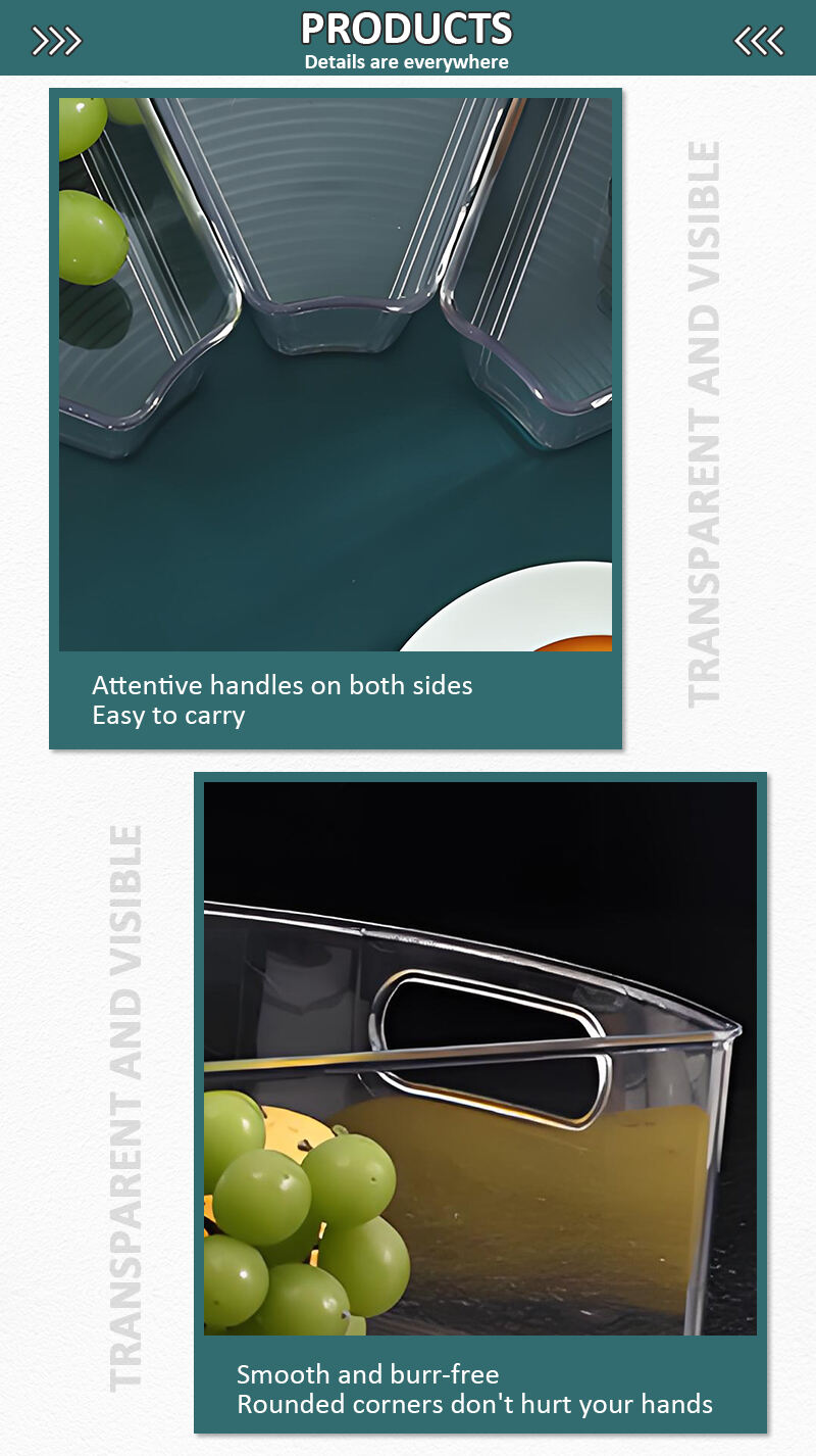 Choice Fun New Clear PET Triangle Storage Box for Kitchen Refrigerator Arc-Shaped Organizer with Handle supplier