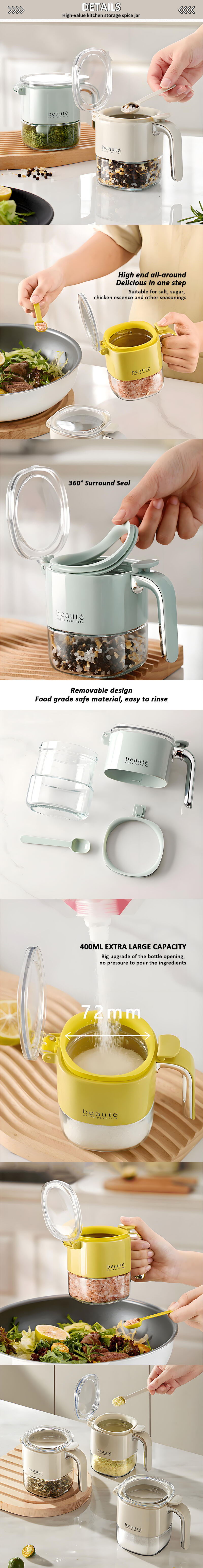 product large capacity press sealed glass and pet spice seasoning box cross border moisture proof kitchen food storage container-4