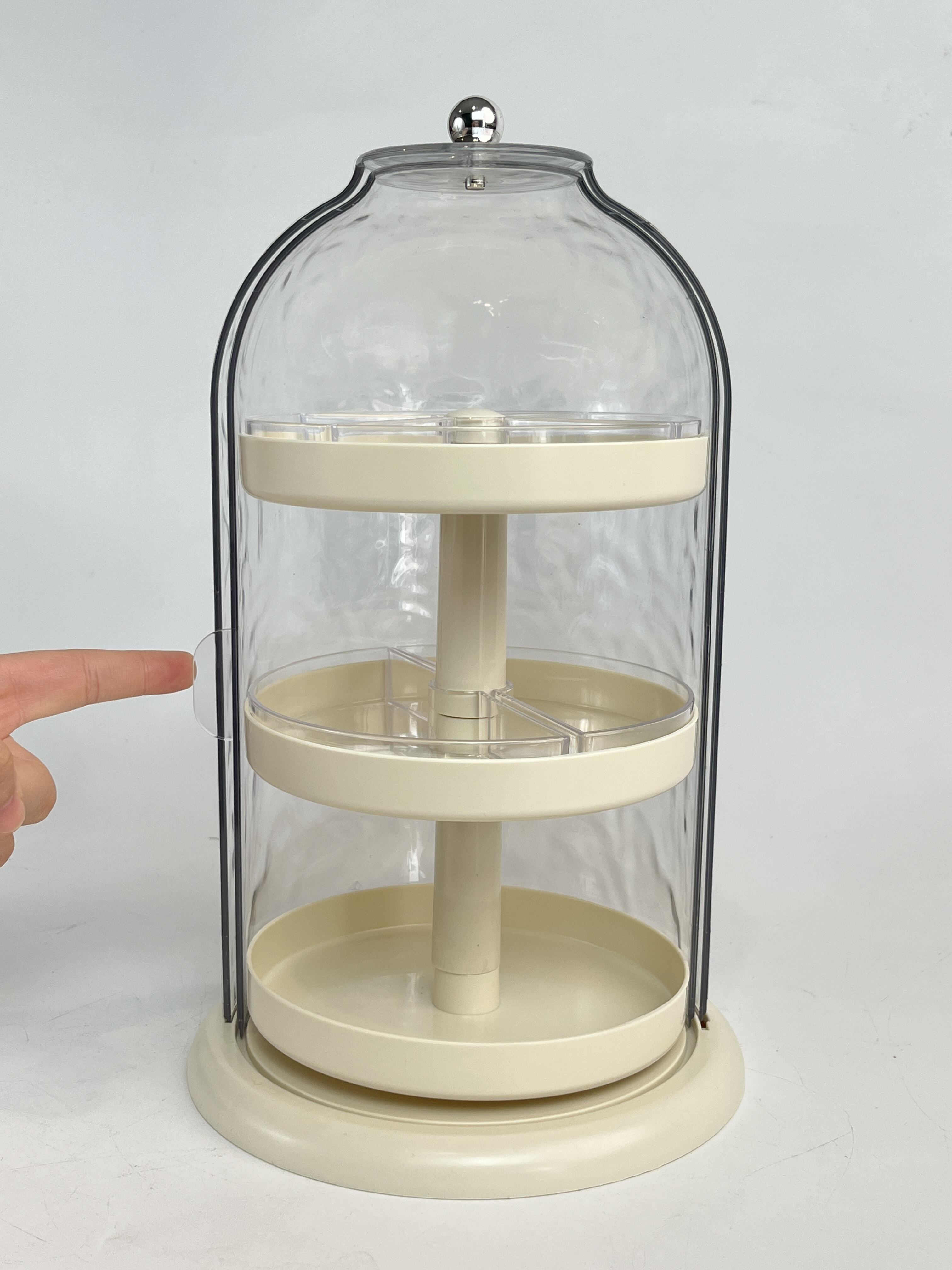 product wholesale customized fashionable unique design 360 degree rotating storage portable dust proof makeup storage box-6