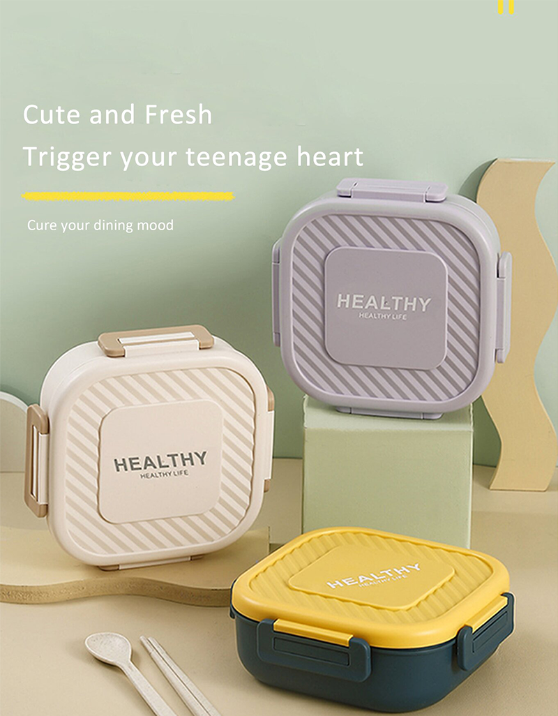 Hot Selling Wholesale Simple Rectangular Three Grid Food Grade Plastic Anti Drop Lunch and Dinner Boxes for Children and Adults details
