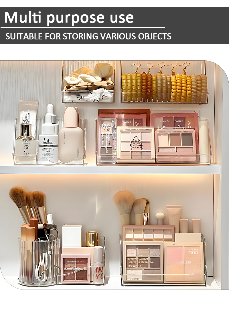 product hot sale transparent plastic cosmetic organiser wall mounted transparent tiered angled rack makeup brush organiser-5