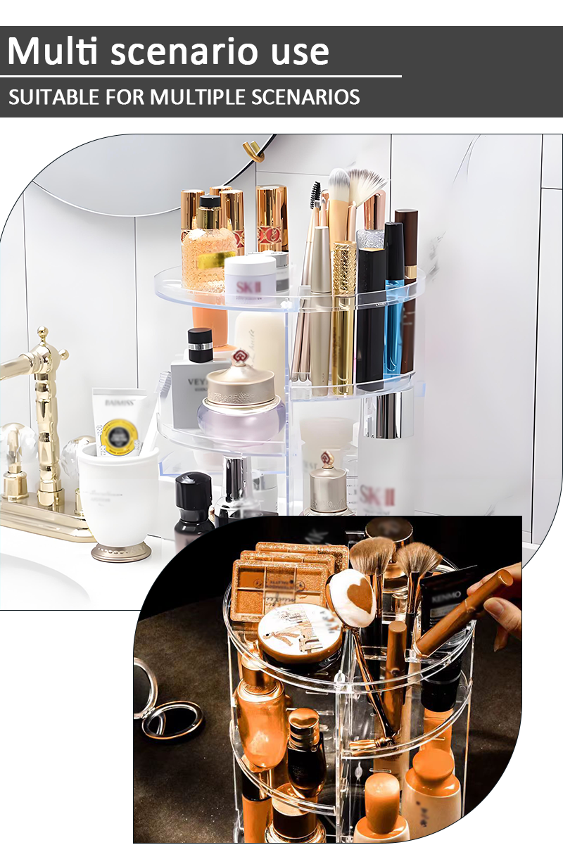 product promotional 360 degree rotating transparent plastic cosmetic organizer removable makeup storage box-7