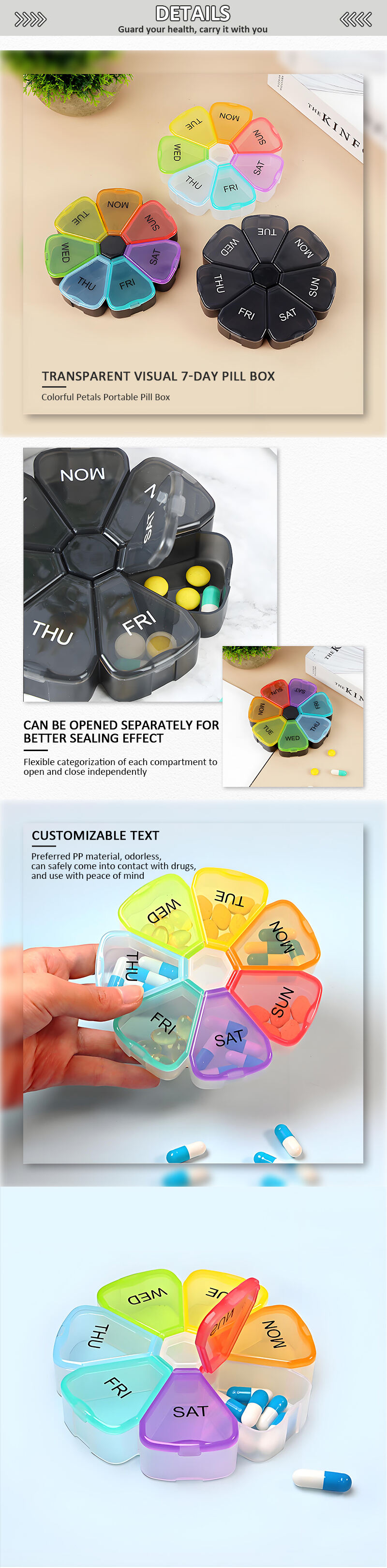 Wholesale Large Weekly PP Pill Case Portable Medicine Organizer Container Weekly Pill Organizer manufacture