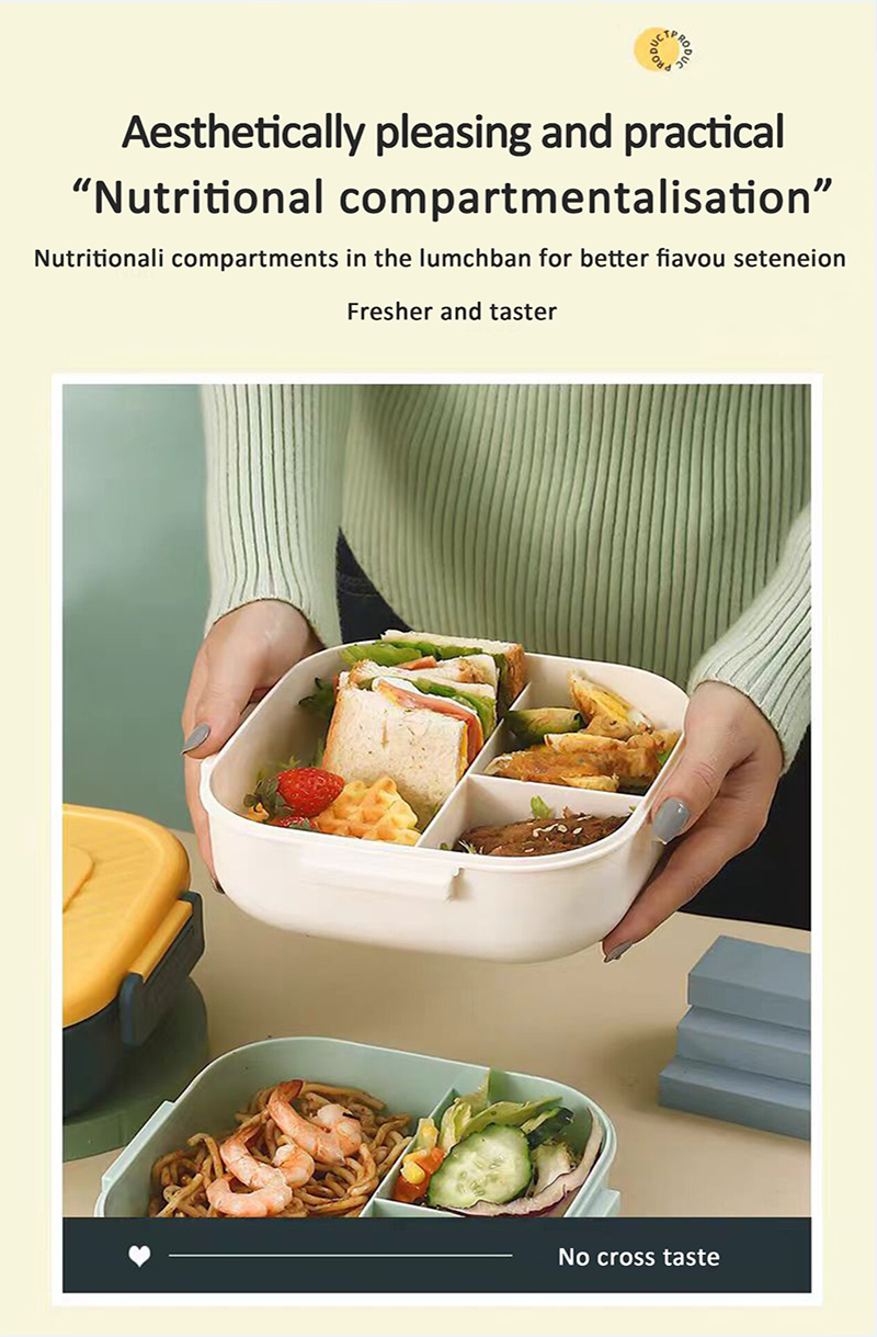 Hot Selling Wholesale Simple Rectangular Three Grid Food Grade Plastic Anti Drop Lunch and Dinner Boxes for Children and Adults factory