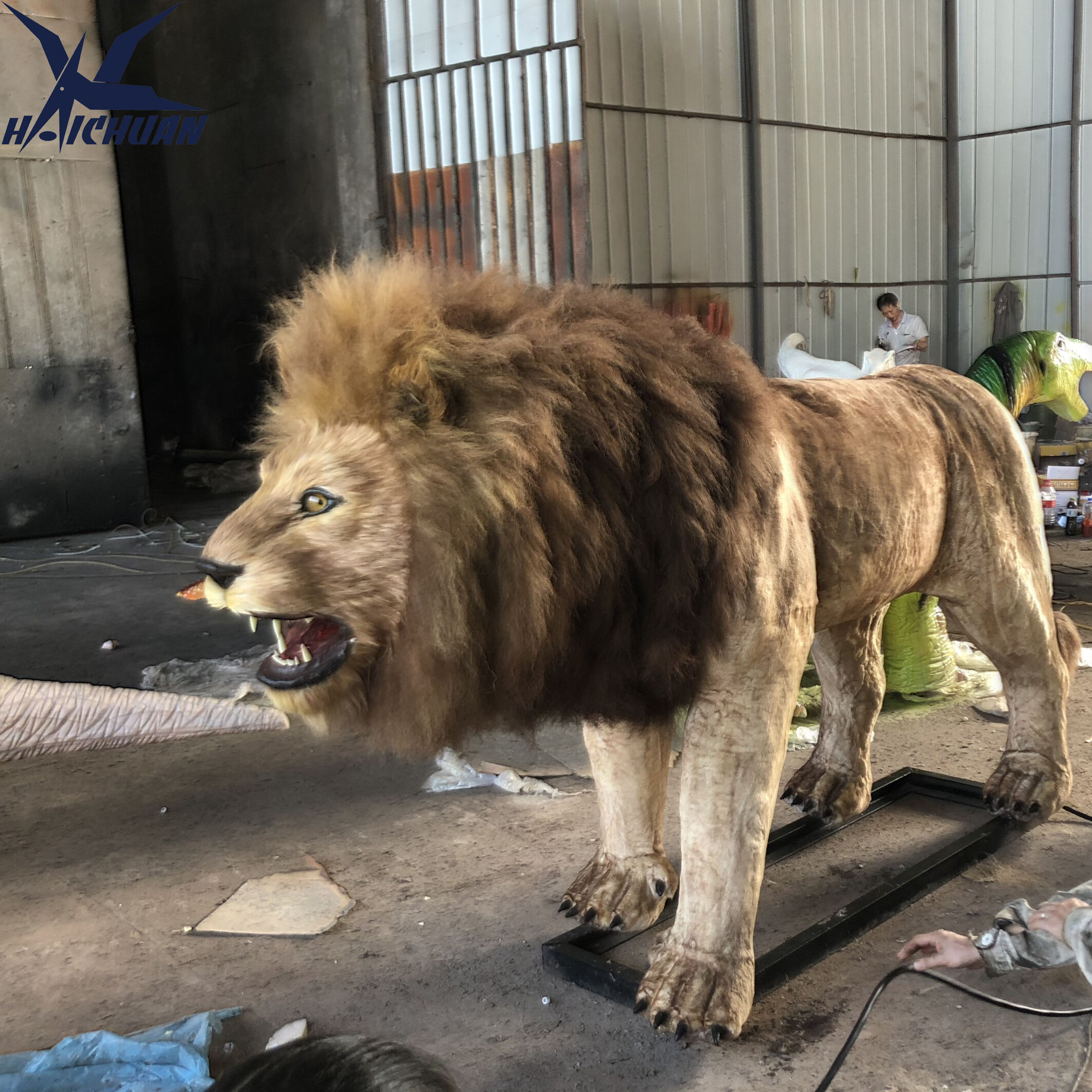 product custom design animated real size animatronic animal moving lion model for sale-3