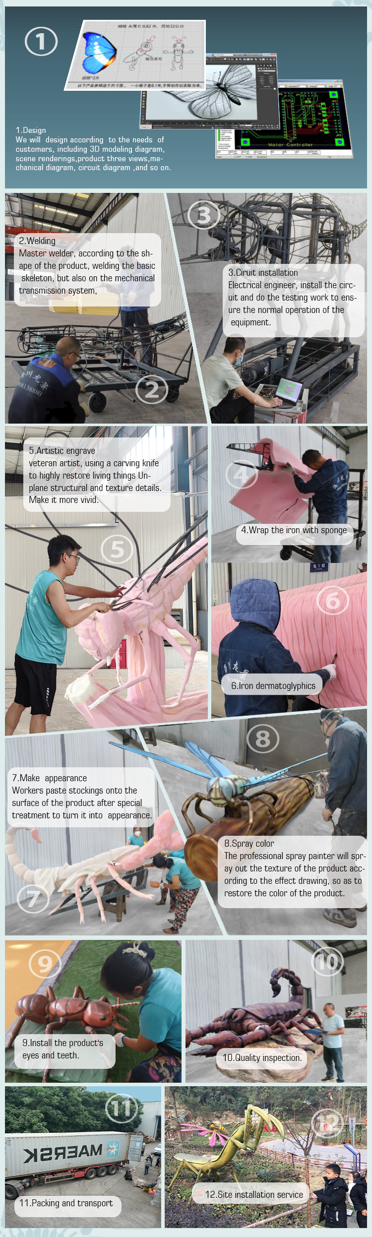 product 2025 vivid mantis animatronic insect model robot bug factory price for outdoor use-2