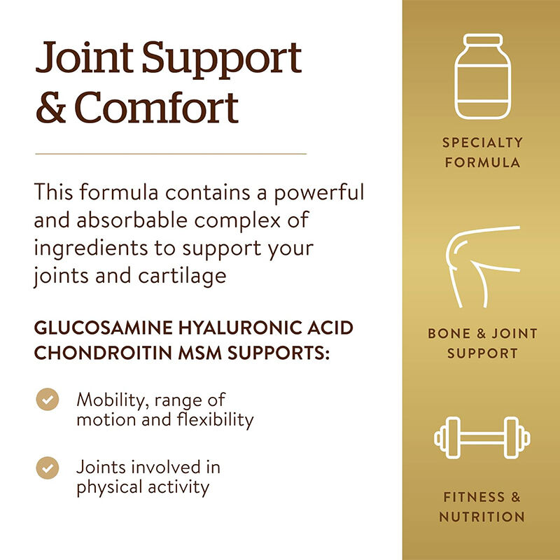 دعم المفاصل، الجلوكوزامين، حمض الهيالورونيك، الكوندرويتين MSM (خالي من المحار)، 60 قرصًا مريحًا يدعم أنماط الحياة النشطة غير المعدلة وراثيًا، خالي من الغلوتين، خالي من الألبان 20 حصة Factory