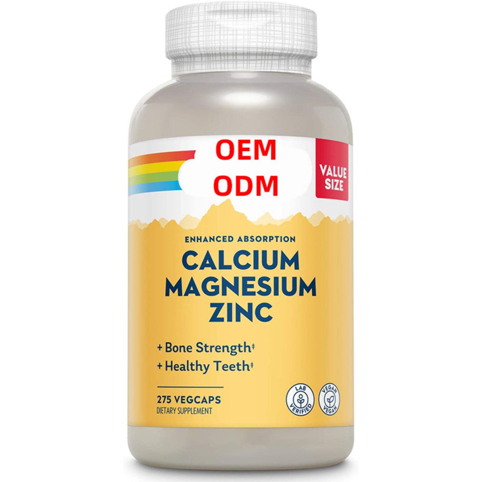 Calcium Magnesium Zinc Supplement with Cal Mag Citrate Strong Bones Teeth Support Easy to Swallow Capsules Vegan 68 Servings 275 VegCaps