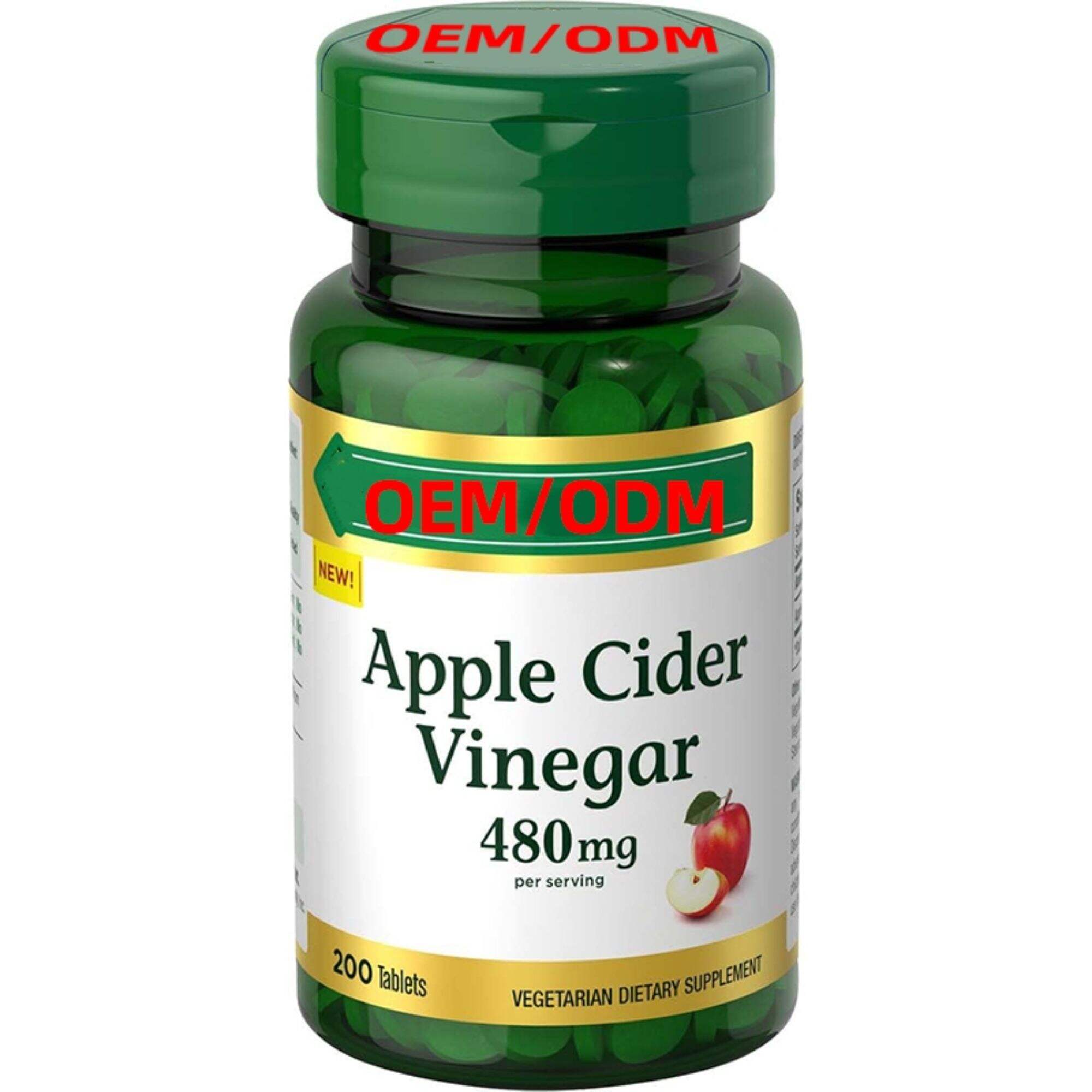 Apple Cider Vinegar 480mg Pills, Vegetarian Supplement Plant Based, 200 Tablets