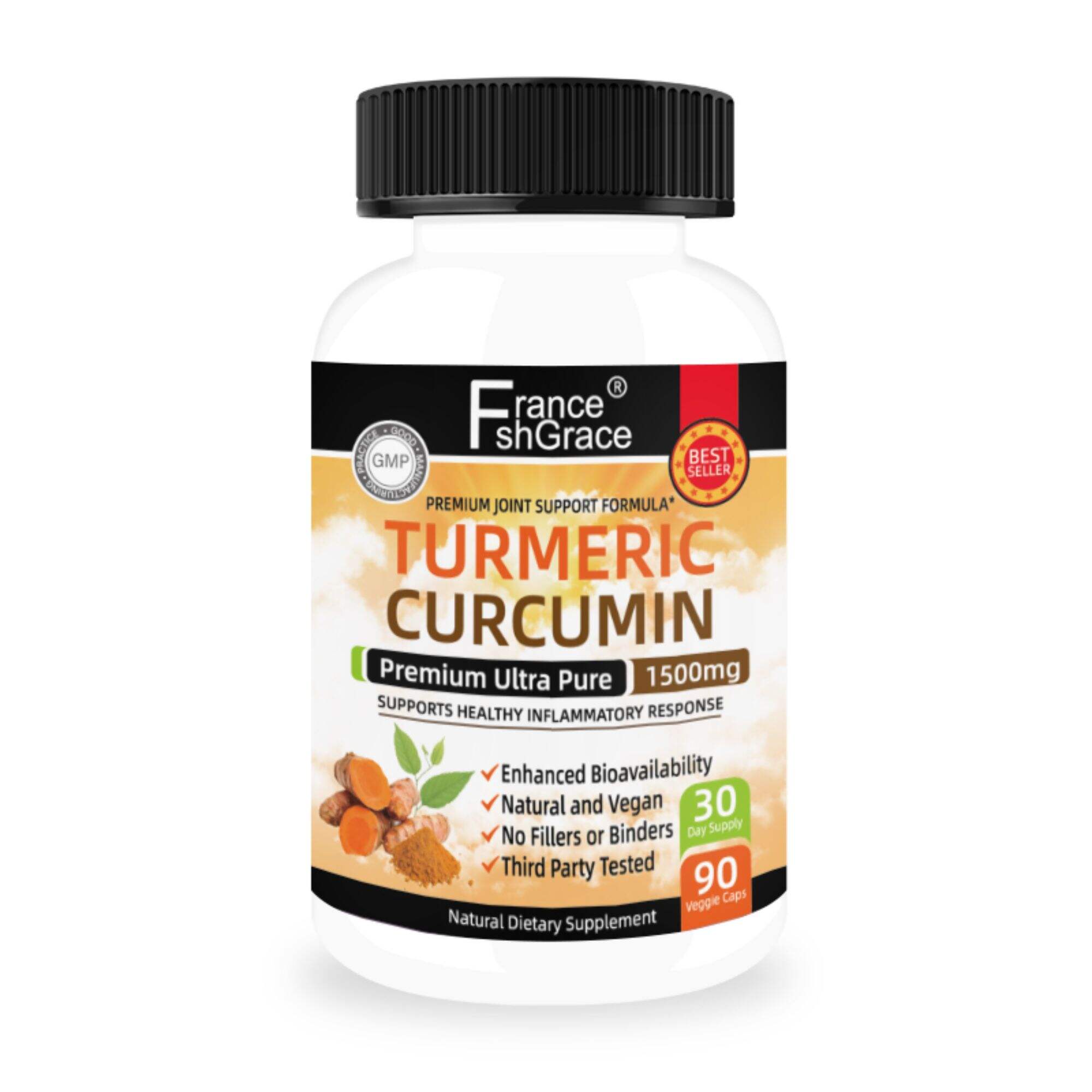 Joint Support Turmeric Curcumin 90 Capsules with BioPerine 1500mg