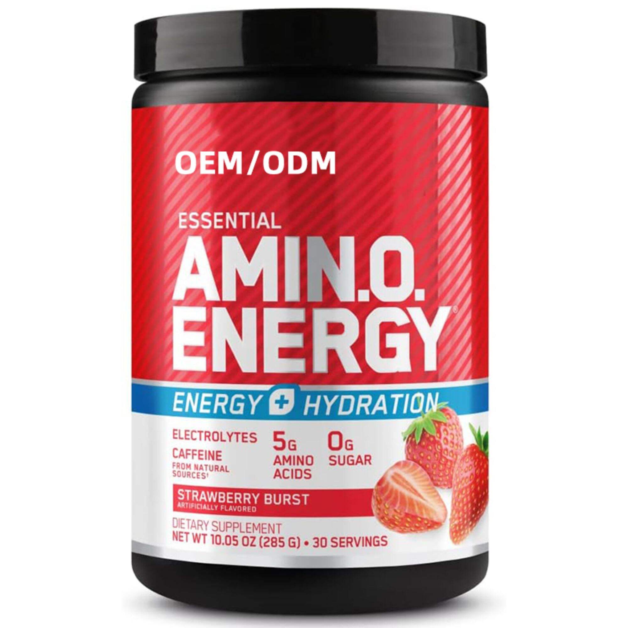 Amino Energy Plus Electrolytes Energy Drink Powder, Caffeine for Pre-Workout Energy and Amino Acids/BCAAs, Strawberry Burst, 10.5 Ounces (30 Servings), Pink
