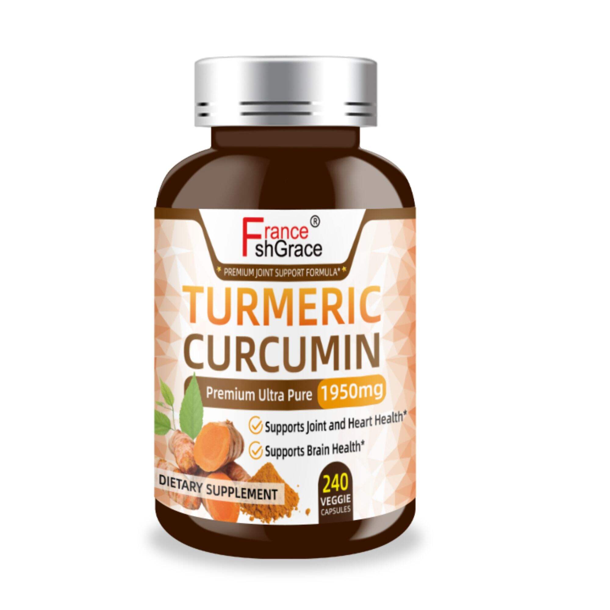 Turmeric Curcumin 240 Capsules with BioPerine 95% Curcuminoids 1950mg