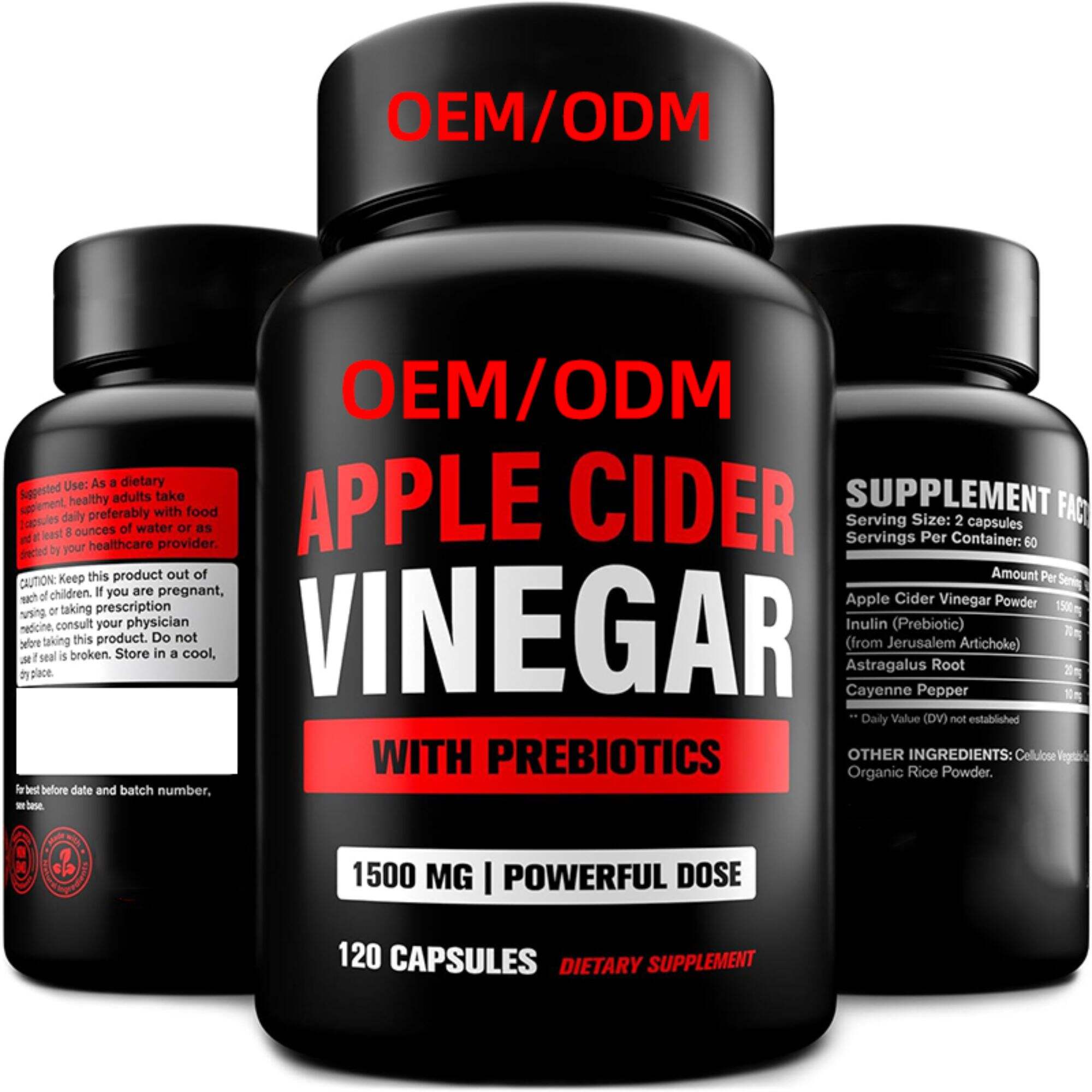 Apple Cider Vinegar Pills with Prebiotic, 2 Month Supply - Apple Cider Vinegar Capsules - Apple Cider Vinegar Supplements, Apple Vinegar Tablets - Energy and Gut Health Support for Women & Men 1500 mg