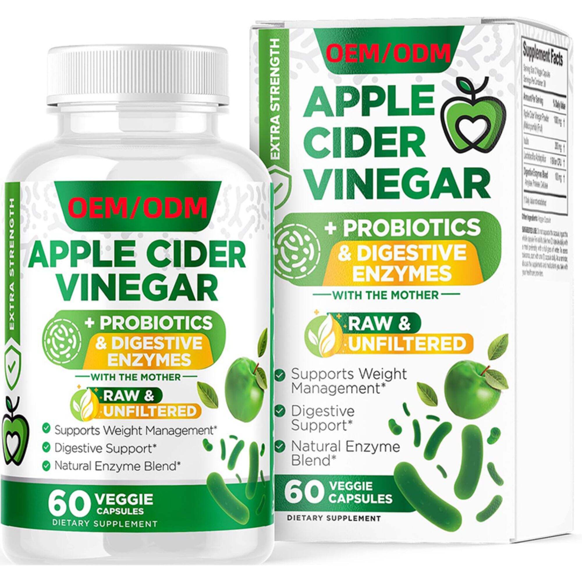 Apple Cider Vinegar Capsules 3-in-1 Probiotics at Digestive Enzymes para sa Babae at Lalaki Ang Keto Diet ay Nagtataguyod ng Gut Health at Bloat Relief - Vegan ACV Pills with Mother