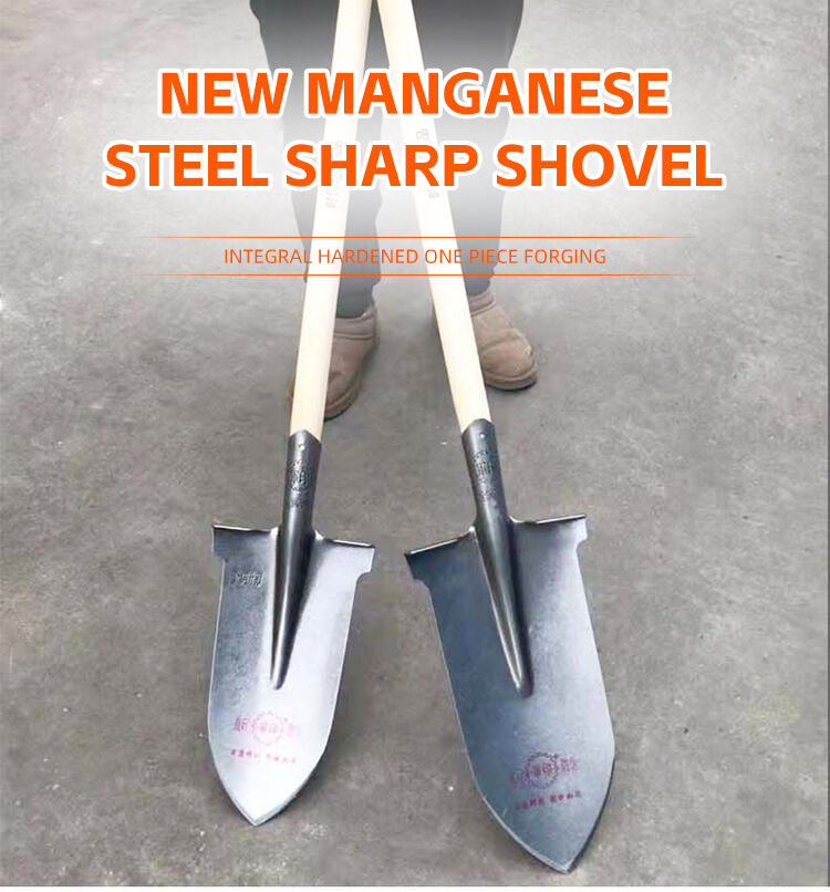 product factory direct sale farming tools steel  round garden spade shovel with wooden handle-3