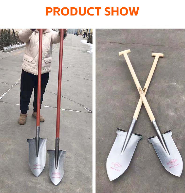 product factory direct sale farming tools steel  round garden spade shovel with wooden handle-4