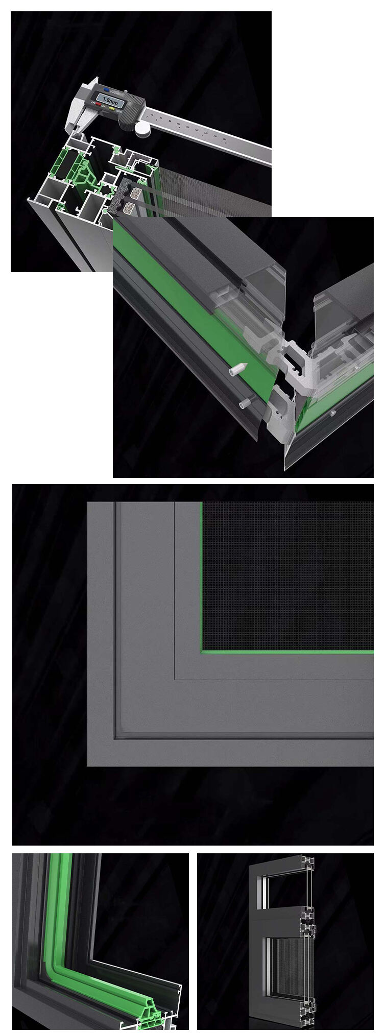Modern American Thermal Break Aluminum Awning and Casement Windows with Large Insulated Glass Panels for Energy Efficiency factory