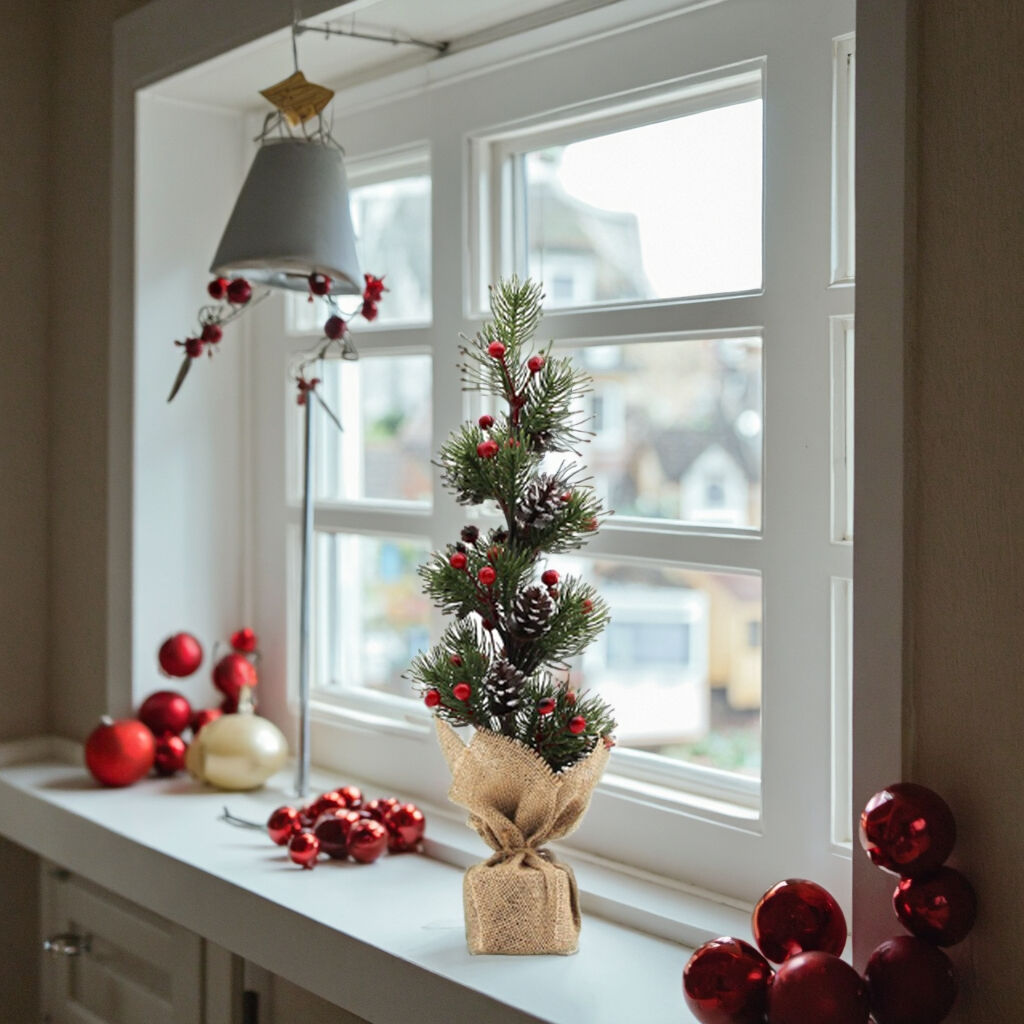 Hot Selling New 13*13*45cm PE Pine Cone Christmas Table Top Tree for Home Interior Decoration Family Desktop Ornaments-Factory details