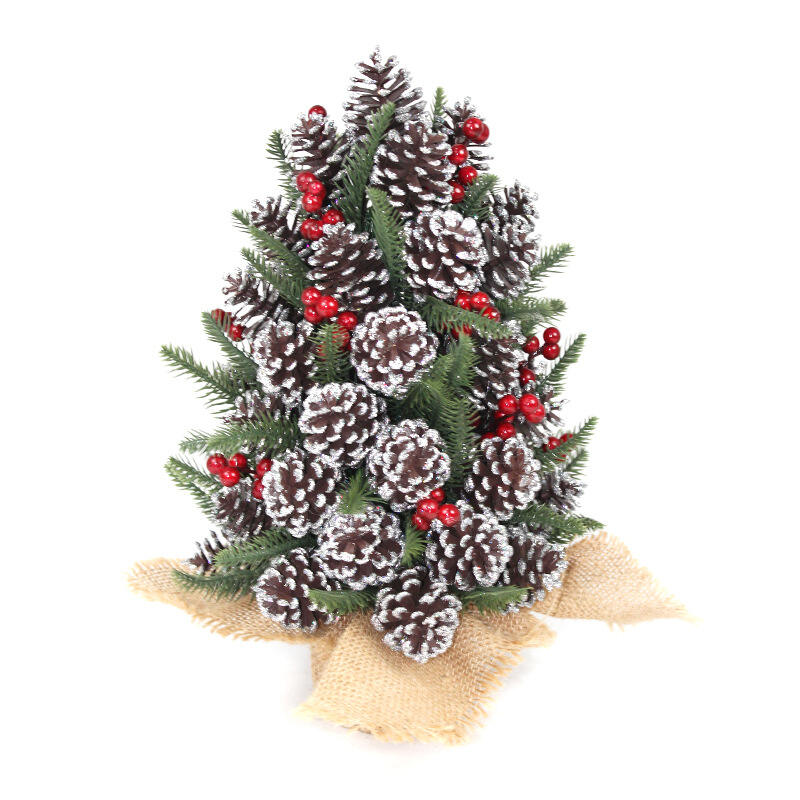 For Amazon Best Seller 14*14*21cm PE & Pine Cone Christmas Table Top Tree Indoor Xmas Home Day Decoration supplier
