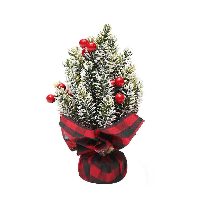 New Popular Mini Red Berry Tree Flocking 12*12*17cm PE Christmas Decorations for Home and Table Top Xmas Decor supplier