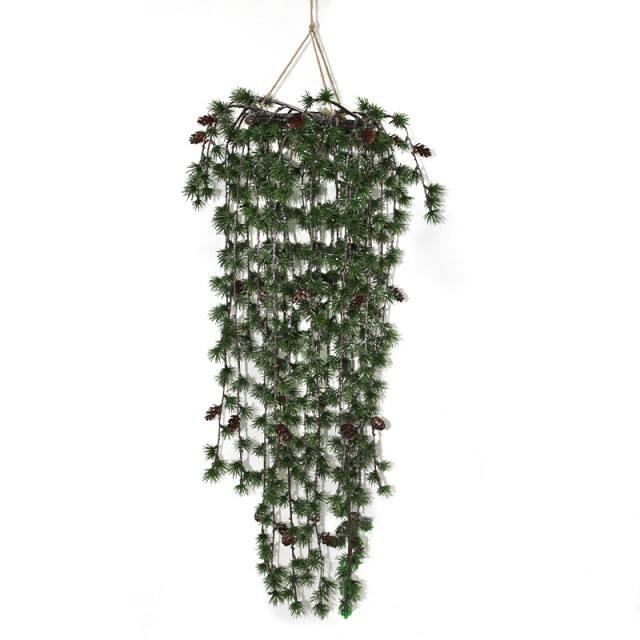 2025 Yiwu Best Selling Mini Pine Needle Christmas Hanging Decoration 25*25*68cm Modern Leaf Door Ornaments details