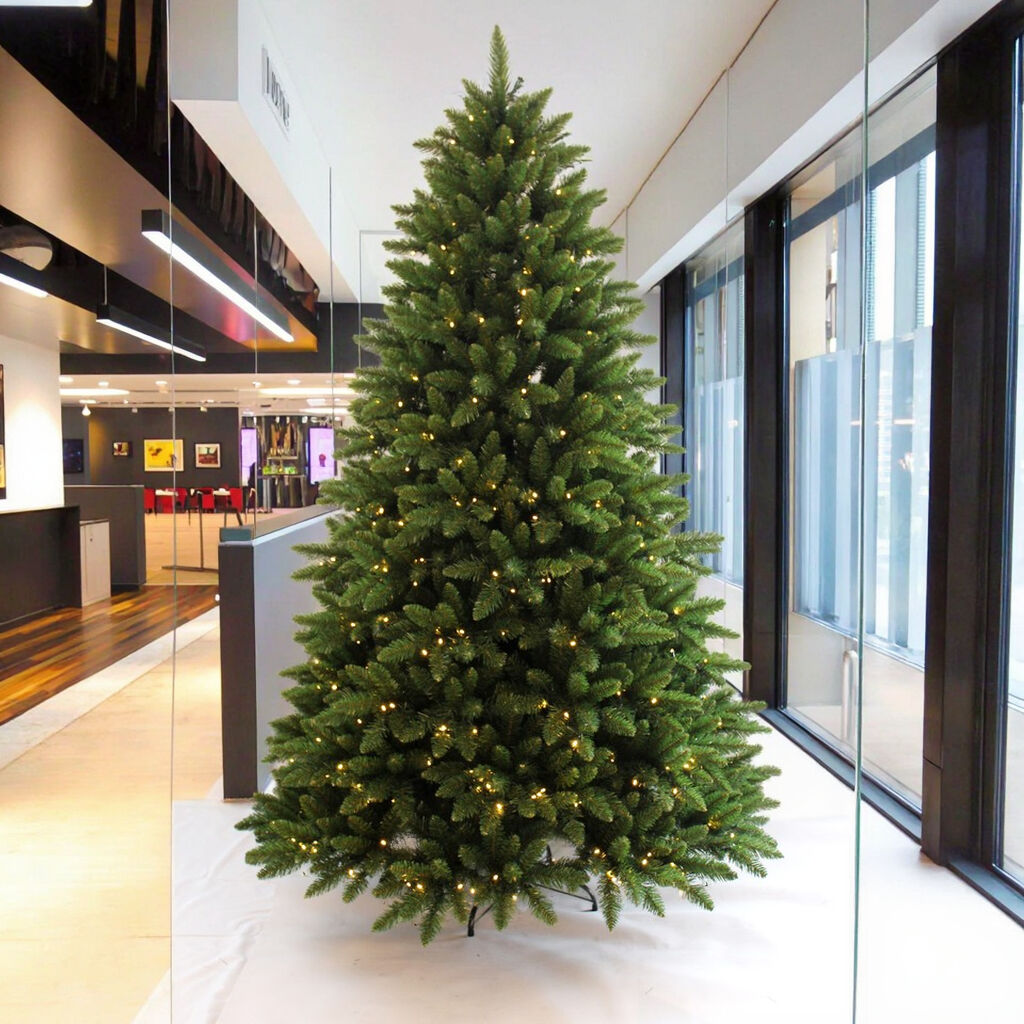 Modern Green PVC Artificial Christmas Tree with Warm White LED Lights Eco-Friendly Pre-Lit Customizable Size Wholesale Price factory