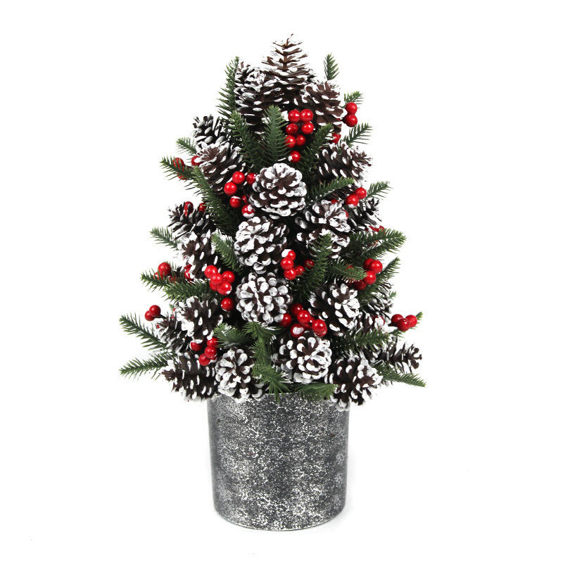 For Amazon Best Seller 14*14*21cm PE & Pine Cone Christmas Table Top Tree Indoor Xmas Home Day Decoration details