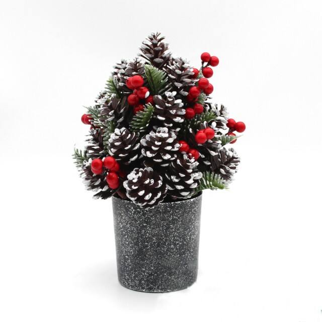 For Amazon Best Seller 14*14*21cm PE & Pine Cone Christmas Table Top Tree Indoor Xmas Home Day Decoration factory