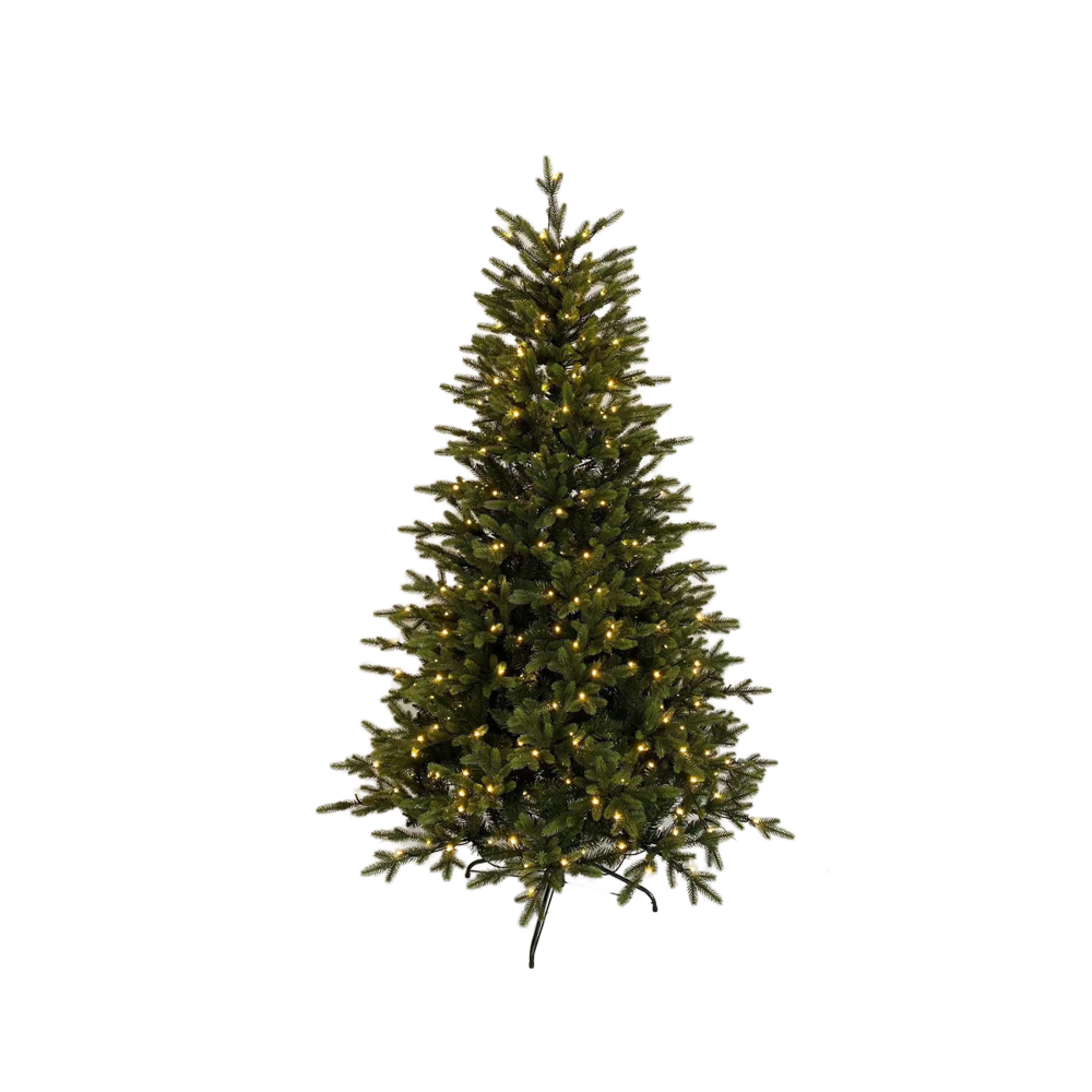 Luxury 210cm White PE Artificial Christmas Tree Eco-Friendly Hinged Standing Base LED Lighting Customizable Size for Outdoor Use supplier