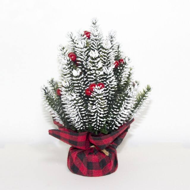 New Popular Mini Red Berry Tree Flocking 12*12*17cm PE Christmas Decorations for Home and Table Top Xmas Decor factory