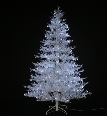 Luxury 210cm White PE Artificial Christmas Tree Eco-Friendly Hinged Standing Base LED Lighting Customizable Size for Outdoor Use manufacture