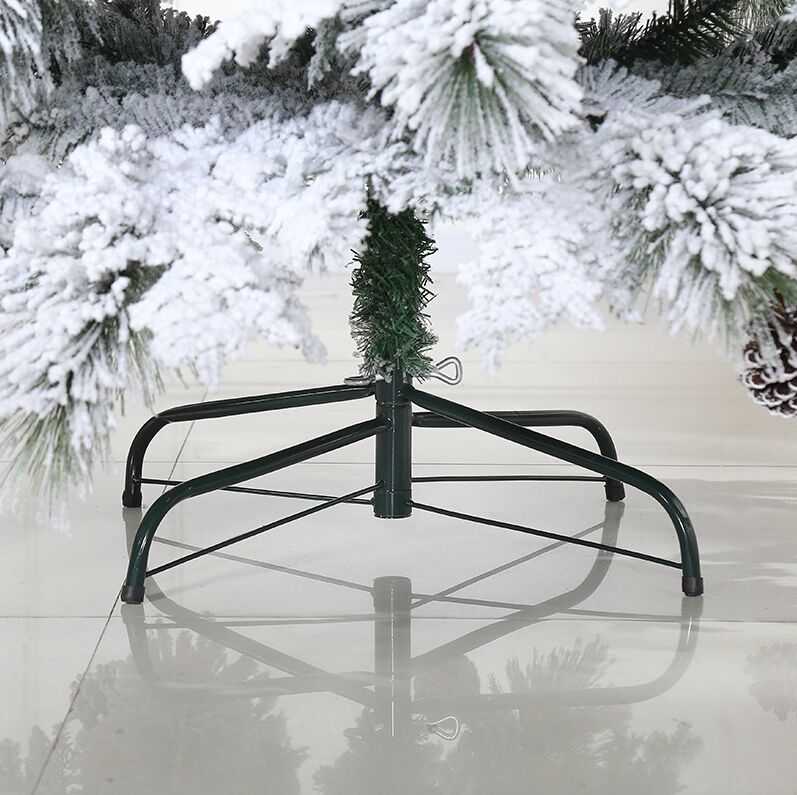 Luxury Yiwu Merry Tree 210cm Standing Christmas Tree Hinged Base Artificial Snow Flocked Customizable for Home Office Decor details