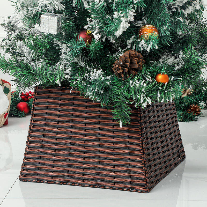 Wholesale Woven Rattan Christmas Tree Decoration Elegant Fence Xmas Tree Skirt Christmas Tree Ornament Base manufacture