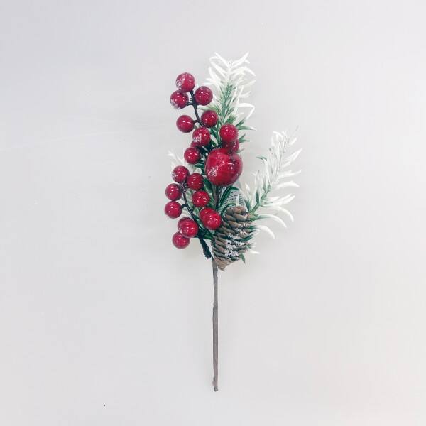 Hot Sale 30cm PE Christmas Tree Decor Picks with Berry & Pine Cone for Amazon Christmas Decorations details