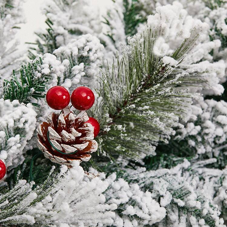 Promotional 200*30cm Christmas Garland with Natural Pine Cones & Red Berries for Xmas Decorations White Snow Accent details