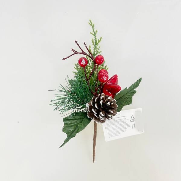 Hot Sale 20cm Christmas Tree Decor Picks for Amazon Exclusive Leaf-Shaped Berry and Pine Cone Ornaments for Xmas Decoration supplier