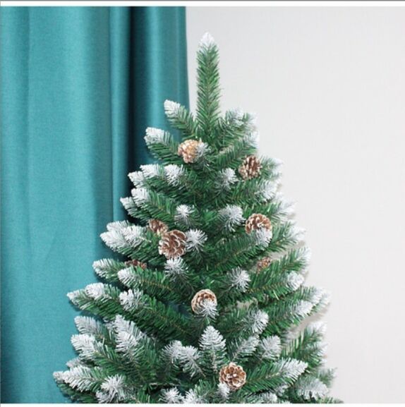 Promotional Cheap Artificial Christmas PVC Tree with White Glitter and Pine Cone Silver Berry for Home Office Holiday Decor manufacture